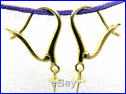 PURE 18K gold leverback earrings setting dangle DIY pearl/gem pin finding a pair