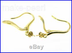 PURE 18K gold leverback earrings setting dangle DIY pearl/gem pin finding a pair
