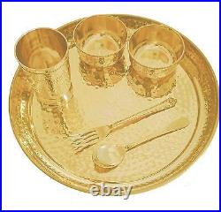 PURE Brass Dinner Set 6 Pieces, Yellow, Golden