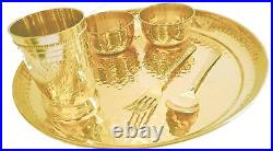 PURE Brass Dinner Set 6 Pieces, Yellow, Golden
