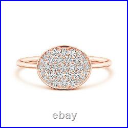 Pave-Set HSI2 Lab Created Diamond Oval Cluster Ring in 14k Rose Gold Size 7
