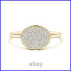 Pave-Set HSI2 Lab Created Diamond Oval Cluster Ring in 14k Yellow Gold Size 10