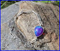 Pear Shape Natural Lavender Opal Pure 925 Silver Bezel Setting Chain Bracelet