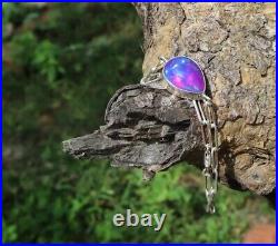 Pear Shape Natural Lavender Opal Pure 925 Silver Bezel Setting Chain Bracelet