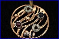 Perfect 14k Gold Zirkon And Ruby Shappire Decorated For Lady Jewellery Set