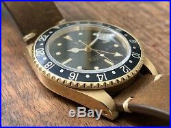 Perfect 1986 Rolex 16758 GMT Master 18k Gold Nipple dial Box & Papers. Full Set