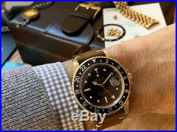 Perfect 1986 Rolex 16758 GMT Master 18k Gold Nipple dial Box & Papers. Full Set