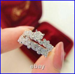 Perfect Art Deco Anniversary Bridal Set Ring 14K White Gold Over 2.15 Ct Diamond
