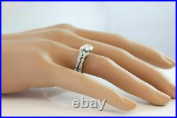 Perfect Art Deco Engagement Gift Bridal Set Ring 14K White Gold Over 2Ct Diamond