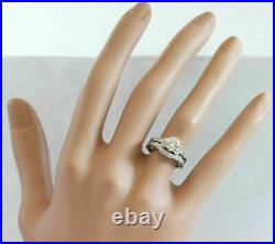 Perfect Art Deco Engagement Gift Bridal Set Ring 2Ct Diamond 14K White Gold Over