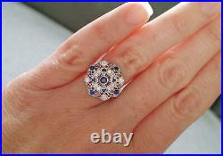 Perfect Art Deco Vintage Ring 1.52 Ct Simulated Sapphire 14K White Gold Over