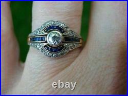 Perfect Art Deco Vintage Ring 1.62 Ct Simulated Diamond 14K Yellow Gold Over