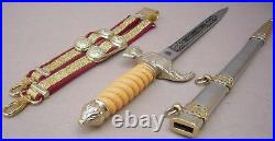 Perfect Bulgarian Fire Forces Officer Parade Dagger Set 2003, dirk, blade, knife