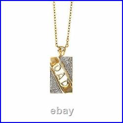 Perfect Fthers Day Gift Solid 9ct Gold Dad Pendant Is Set With 0.10cr Diamond