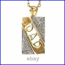 Perfect Fthers Day Gift Solid 9ct Gold Dad Pendant Is Set With 0.10cr Diamond