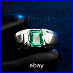 Perfect Jewelry Sets Vintage 18K White Gold Natural Green Emerald Gemstone Ring