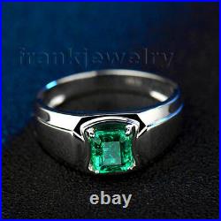 Perfect Jewelry Sets Vintage 18K White Gold Natural Green Emerald Gemstone Ring