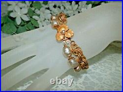 Perfect Miriam Haskell Baroque Pearl & Gold Gilt Bracelet & Earring Set