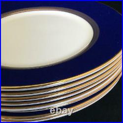 Perfect Set of 8 Wedgwood RENAISSANCE GOLD 8 Cobalt Blue Salad Plates