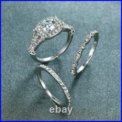 Perfect Vintage Art Deco Trio Set Wedding Ring 2 Ct Diamond 14K White Gold Over