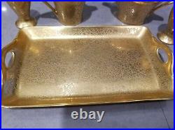 Perfect antique Pickard coffee/tea condiment set with tray. Heavy 24k gold