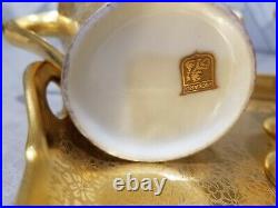 Perfect antique Pickard coffee/tea condiment set with tray. Heavy 24k gold