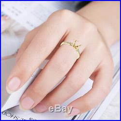 PerfectWomen's Semi Mount Ring Prong Setting Round 7-8mm Solid 10K Yellow Gold