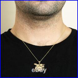 Personalized Engrave Name 10k 14k Solid Gold Music Drum Set Pendant Necklace