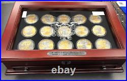 Platinum and Gold Highlighted American Silver Eagle Dollars 15 Coin Set