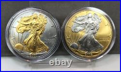 Platinum and Gold Highlighted American Silver Eagle Dollars 15 Coin Set