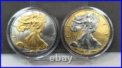 Platinum and Gold Highlighted American Silver Eagle Dollars 15 Coin Set