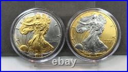 Platinum and Gold Highlighted American Silver Eagle Dollars 15 Coin Set