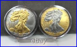 Platinum and Gold Highlighted American Silver Eagle Dollars 15 Coin Set