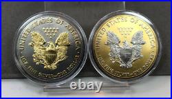 Platinum and Gold Highlighted American Silver Eagle Dollars 15 Coin Set