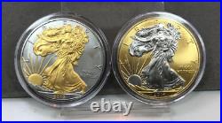 Platinum and Gold Highlighted American Silver Eagle Dollars 15 Coin Set