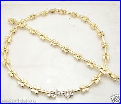 Plumeria Stampato Bracelet Necklace Set 14K Yellow Gold Plated Silver 925