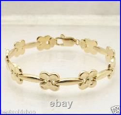 Plumeria Stampato Bracelet Necklace Set 14K Yellow Gold Plated Silver 925