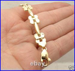 Plumeria Stampato Bracelet Necklace Set 14K Yellow Gold Plated Silver 925