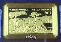 Premium-Size Pure Gold Bar Coin Set Springbok 1967 2017