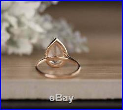 Pretty 2.80 Ct Pear Cut Diamond Engagement Perfect Bridal Ring Set 14k Rose Gold