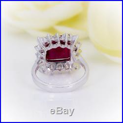 Princess Cut Ruby with Diamond Halo set in Pure White Gold