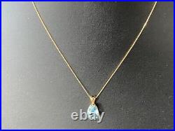 Prong Set Blue Topaz Necklace In 14k Yellow Gold Perfect For Any Occasion