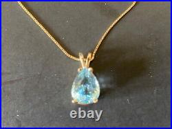 Prong Set Blue Topaz Necklace In 14k Yellow Gold Perfect For Any Occasion