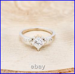 Prong Set Princess & Round Shape Moissanite With Pure 10K White Gold Bridal Ring