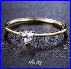 Prong Set Solitaire Heart Shape 0.18CT Moissanite In Pure 10K Yellow Gold Ring