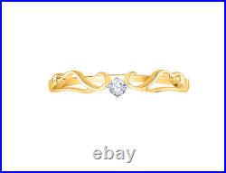 Prong Set Solitaire Round Cut Cubic Zirconia In Pure 10K Yellow Gold Fine Ring