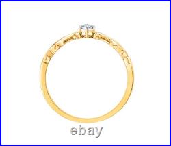 Prong Set Solitaire Round Cut Cubic Zirconia In Pure 10K Yellow Gold Fine Ring