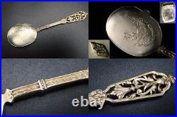 Puiforcat Ice cream spoon knife set Gold Painted Pure silver 800 Original Box