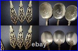 Puiforcat Ice cream spoon knife set Gold Painted Pure silver 800 Original Box