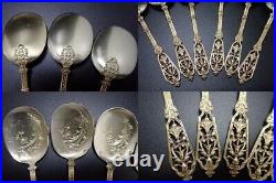 Puiforcat Ice cream spoon knife set Gold Painted Pure silver 800 Original Box